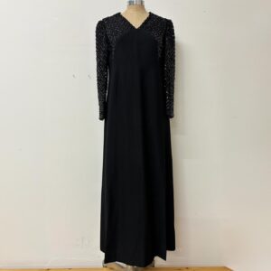Abito nero in crepe di lana anni ‘60 lungo